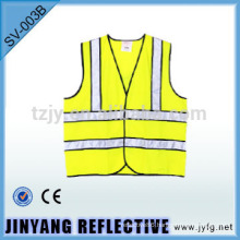 High visibility reflective tape safety vest wth black piping